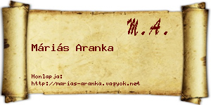 Máriás Aranka névjegykártya