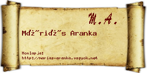 Máriás Aranka névjegykártya
